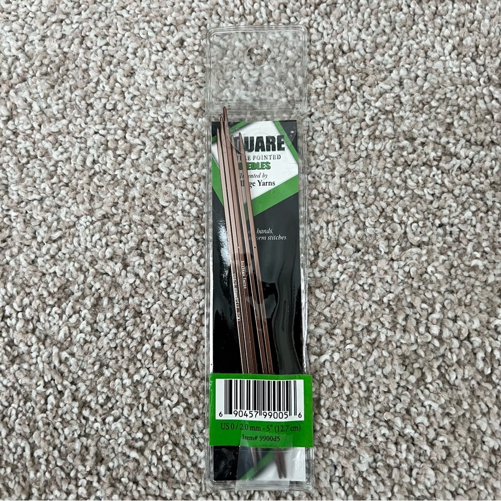 Kollage Square Double Pointed Knitting Needles US 0 / 2.0 mm - 5” (12.7 cm)